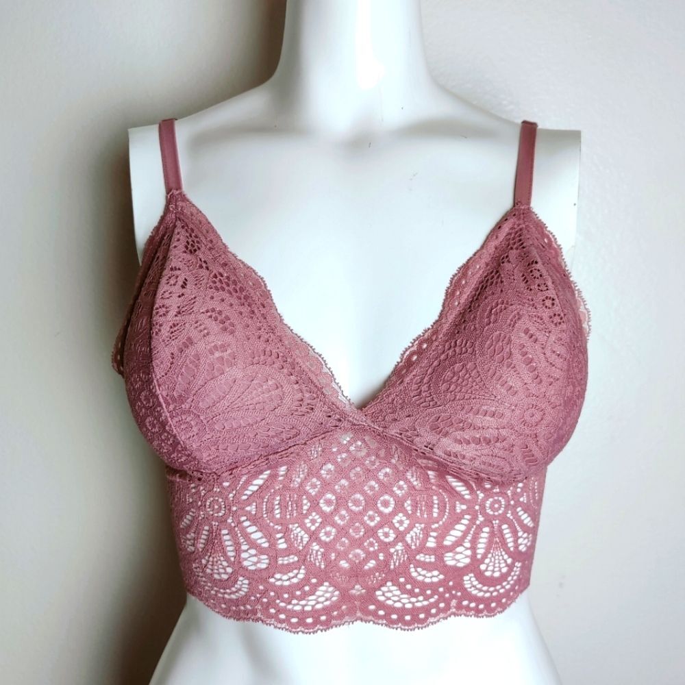 Bozzolo Pink Lace Bralette Cropped Camisole Tank Top, Sz S